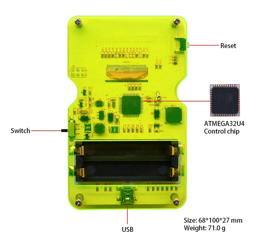 GamePi DIY Game Console ATMEGA32U4 Game Machine Console learning Starter Kit for Arduino(AAA battery)